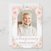 エレガント赤面ピンクフローラ写真葬儀記念館 サンキューカード (正面)