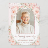 エレガント赤面ピンクフローラ写真葬儀記念館 サンキューカード (正面/裏面)