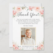 エレガント赤面ピンクフローラ写真葬儀記念館 サンキューカード (正面)