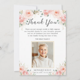 エレガント赤面ピンクフローラ写真葬儀記念館 サンキューカード