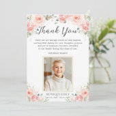 エレガント赤面ピンクフローラ写真葬儀記念館 サンキューカード (スタンド正面)