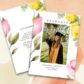 エレガント赤面ピンクフローラ卒業クラス2025 招待状