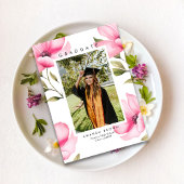 エレガント赤面ピンクフローラ卒業クラス2025 招待状