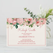 エレガント赤面ピンクフローラ卒業会 招待状 (スタンド正面)