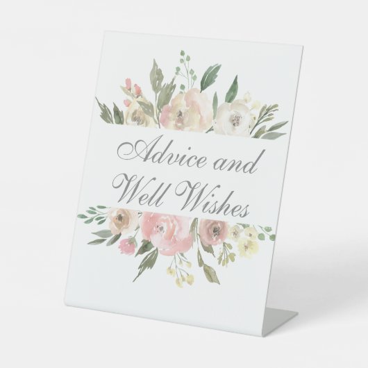 エレガント赤面ピンクフローラ庭園の結婚式アドバイス 台座サイン (正面)