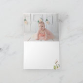 エレガント赤面ピンクフローラ折り畳みサンキューカード サンキューカード (内部)