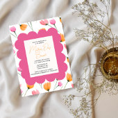 エレガント赤面ピンクフローラ母の日ブランチ 招待状