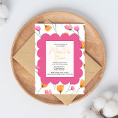 エレガント赤面ピンクフローラ母の日ブランチ 招待状