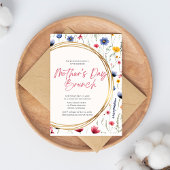 エレガント赤面ピンクフローラ母の日ブランチ 招待状