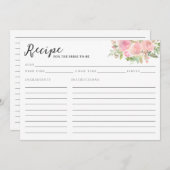 エレガント赤面ピンクフローラ水彩ブライダルシャワー (正面/裏面)