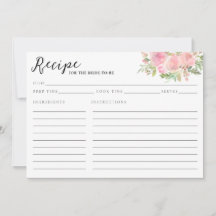 エレガント赤面ピンクフローラ水彩ブライダルシャワー