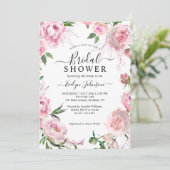 エレガント赤面ピンクフローラ水彩ブライダルシャワー 招待状 (スタンド正面)