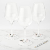 エレガント赤面ピンクフローラ水彩結婚式の引き出物 ワイングラスタグ (セット)