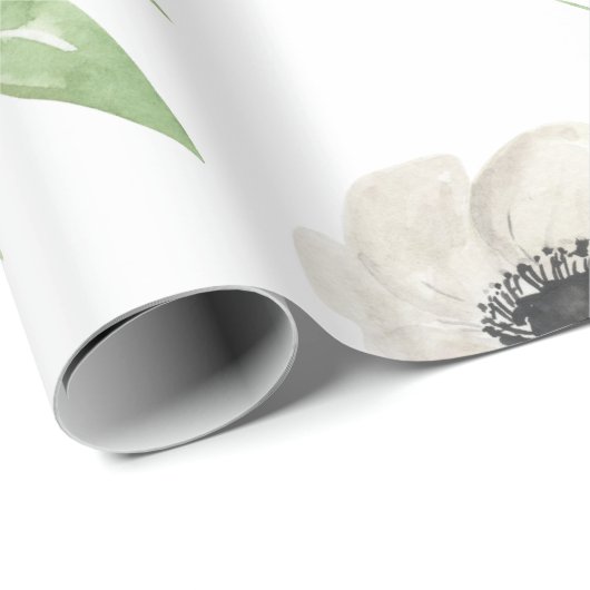 エレガント赤面ピンクフローラ水色 ラッピングペーパー (ロールコーナー)