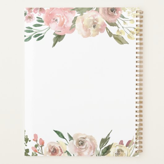 エレガント赤面ピンクフローラ牡丹パーソナライズされた2023 プランナー手帳 (裏面)