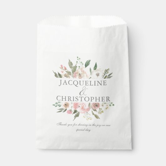 エレガント赤面ピンクフローラ牡丹春の結婚式 フェイバーバッグ (正面)