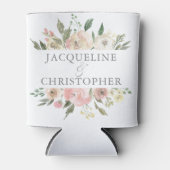 エレガント赤面ピンクフローラ牡丹春の結婚式 缶クーラー (正面)