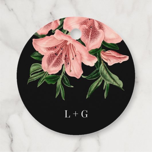 エレガント赤面ピンクフローラ結婚の皆様 フェイバータグ (裏面)