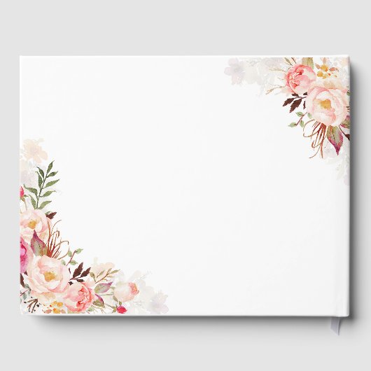 エレガント赤面ピンクフローラ結婚ズ ゲストブック (裏面)