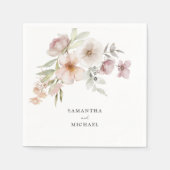 エレガント赤面ピンクフローラ結婚ズ スタンダードカクテルナプキン (正面)