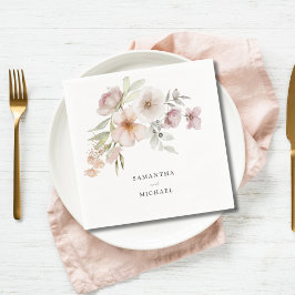 エレガント赤面ピンクフローラ結婚ズ スタンダードカクテルナプキン