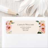 エレガント赤面ピンクフローラ結婚ズ ラベル (インサイチュ)