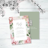 エレガント赤面ピンクフローラ結婚ズ 出欠カード