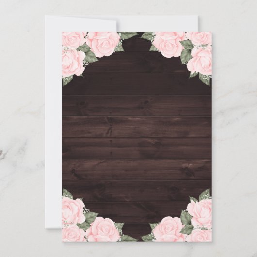 エレガント赤面ピンクフローラ結婚ズ 招待状 (裏面)