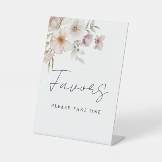 エレガント赤面ピンクフローラ結婚式の引き出物 台座サイン (正面)