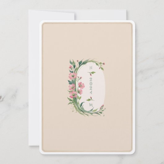 エレガント赤面ピンクフローラ結婚式招待状 招待状 (裏面)