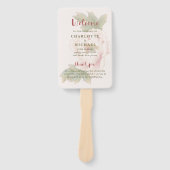 エレガント赤面ピンクフローラ結婚式 プログラムハンド ハンドファン (正面)