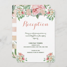 エレガント赤面ピンクフローラ結婚披露宴 エンクロージャーカード