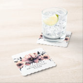 エレガント赤面ピンクフローラ結婚披露宴 ペーパーコースター (インサイチュ)