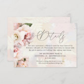 エレガント赤面ピンクフローラ結婚詳細 エンクロージャーカード (正面/裏面)