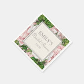 エレガント赤面ピンクフローラ緑ブライダルシャワー スタンダードカクテルナプキン (角)