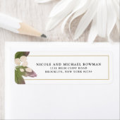 エレガント赤面ピンクフローラ緑住所 シール (インサイチュ)