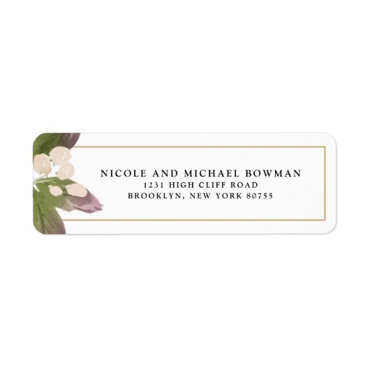 エレガント赤面ピンクフローラ緑住所 シール (正面)