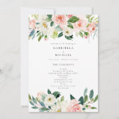 エレガント赤面ピンクフローラ緑結婚式 プログラム (正面)