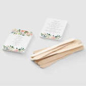 エレガント赤面ピンクフローラ緑結婚式 プログラム ハンドファン (組立なし)