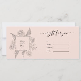 エレガント赤面ピンクフローラ美しいギフト証明書