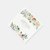 エレガント赤面ピンクフローラ誕生日パーティー スタンダードカクテルナプキン (角)