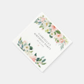 エレガント赤面ピンクフローラ誕生日パーティー スタンダードカクテルナプキン (角)