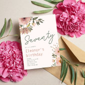 エレガント赤面ピンクフローラ誕生日 招待状