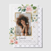 エレガント赤面ピンクフローラ金ゴールドフレーム ベラム紙招待状 (オフセット (招待状))