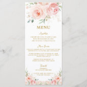 エレガント赤面ピンクフローラ金ゴールドブライダルシャワーメニュー プログラム (正面)