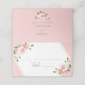 エレガント赤面ピンクフローラ金ゴールド幾何結婚図形 プレイスカード (外部開封)