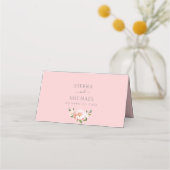 エレガント赤面ピンクフローラ金ゴールド幾何結婚図形 プレイスカード (裏面)