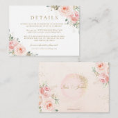 エレガント赤面ピンクフローラ金ゴールド結婚の詳細 エンクロージャーカード (正面/裏面)