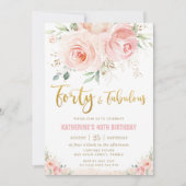 エレガント赤面ピンクフローラ金ゴールド40と素晴らしい 招待状 (正面)