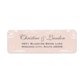 エレガント赤面ピンクフローリッ結婚シュ差出人住所 ラベル (正面)